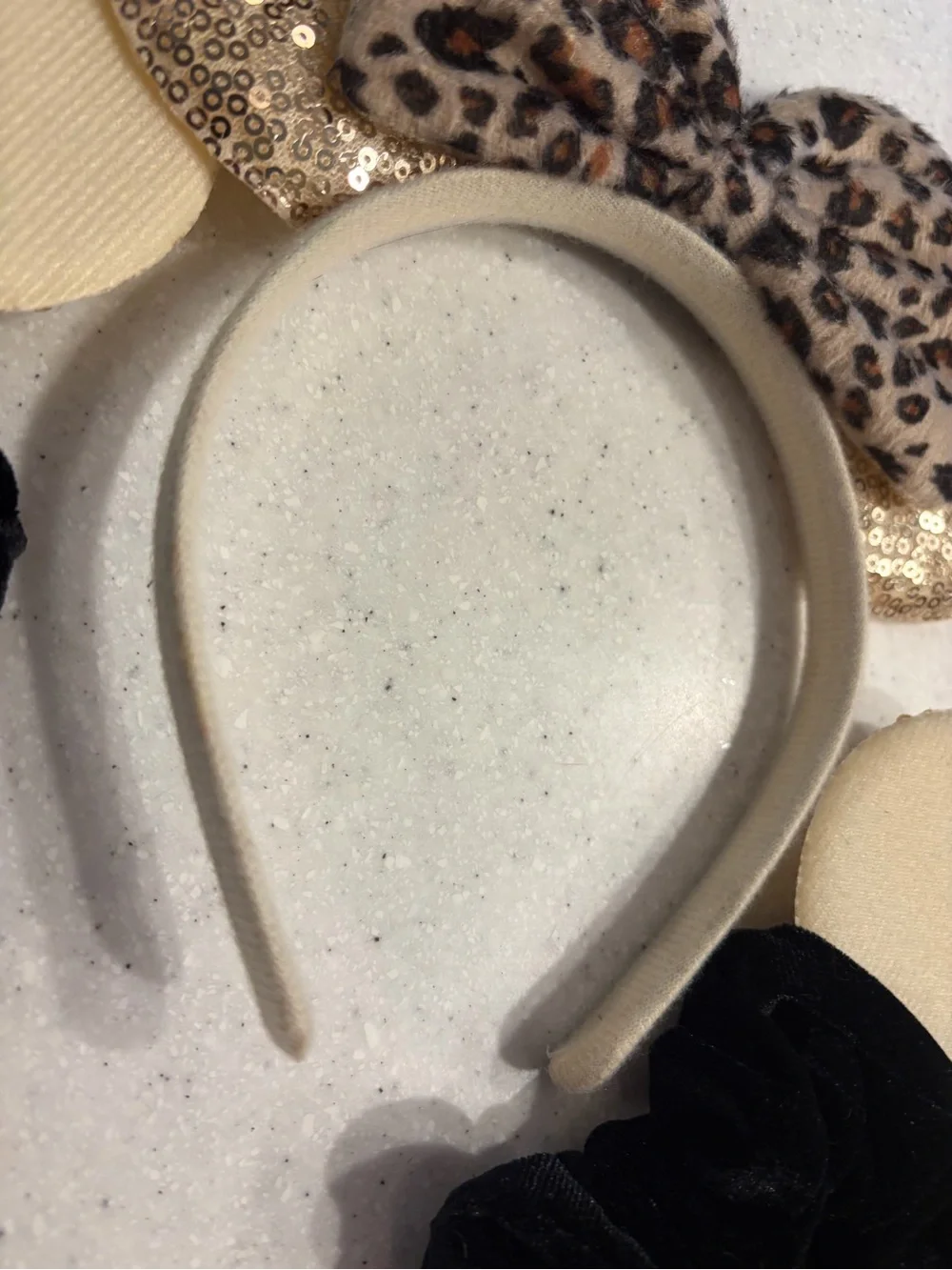 Leopard Print Sequin Minnie Mouse Ears Headband & Scrunchie Set Girl Accessories
